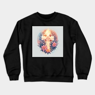 Gold Cross With Fire Crewneck Sweatshirt